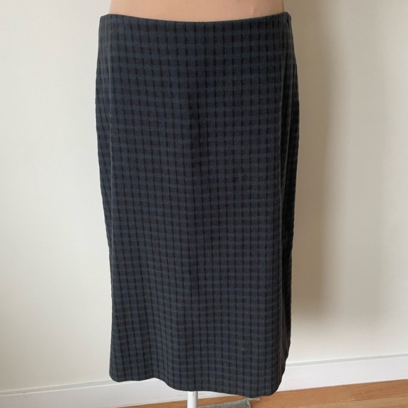 Calvin Klein Collection Wool Blend Green Check Plaid Knee-Length Skirt Size 10 - Picture 4 of 10